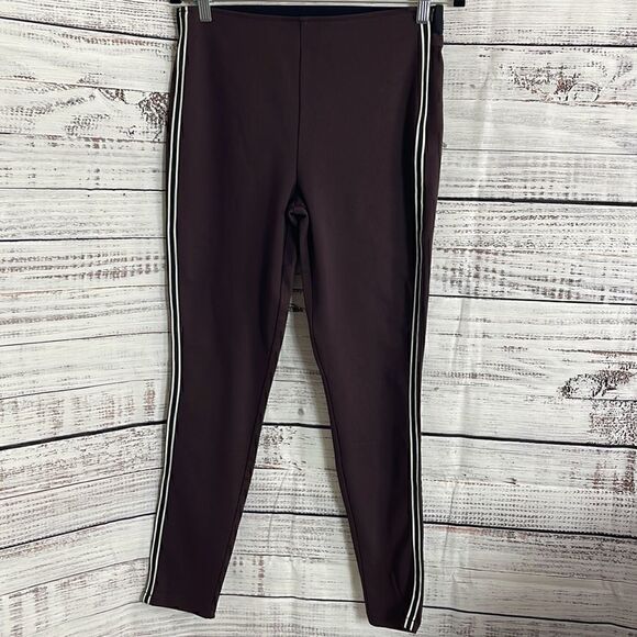 Gap legging Womens Size Medium Ponte side Striped Side Zipper Burgundy pants - Picture 3 of 9